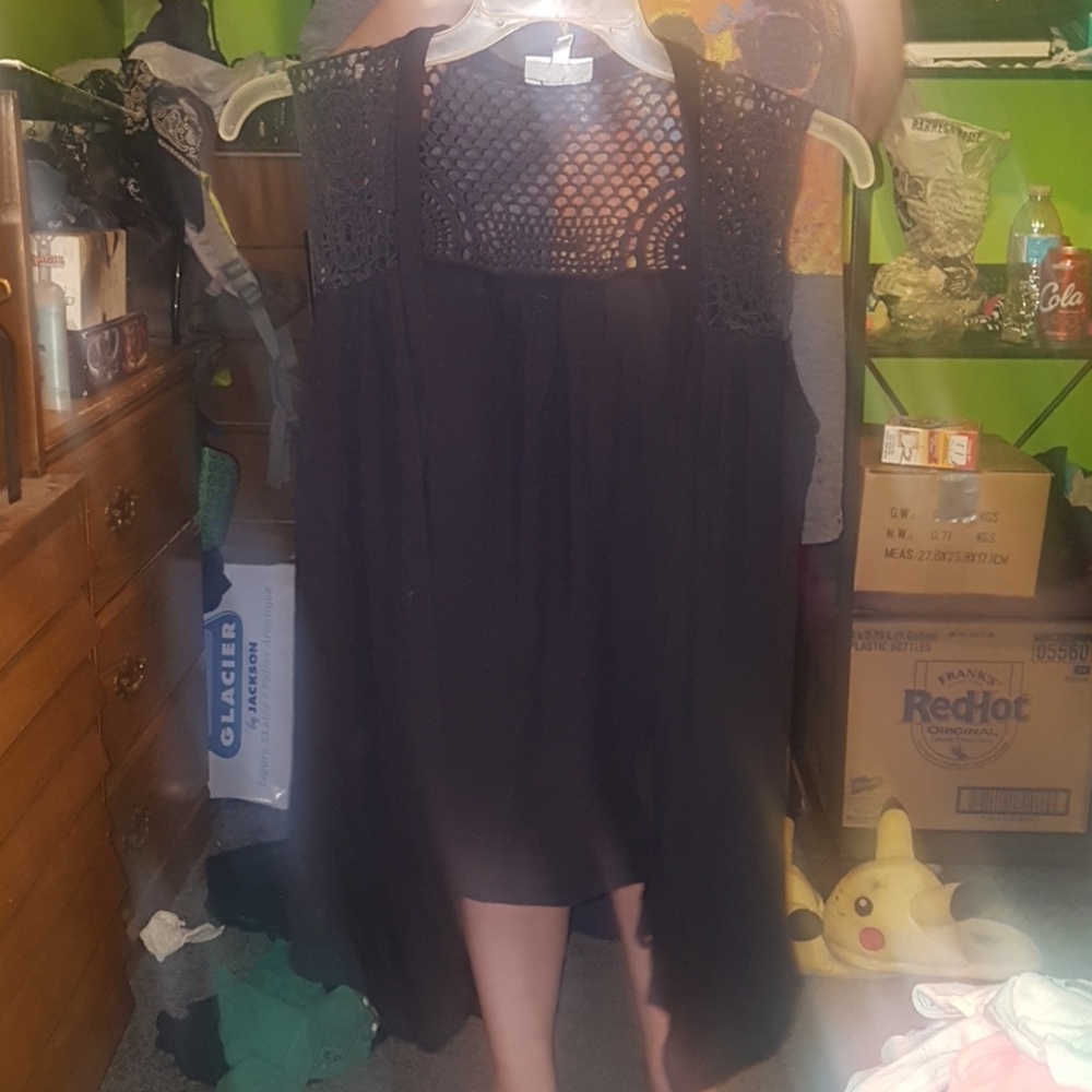 Black Short Sleeve Cardigan Vest